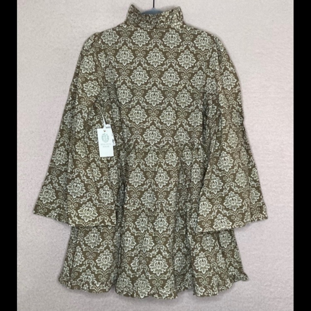 NEW Tuckernuck Russell Mini Dress Women’s XS Printed Moss Green Hyacinth House - Picture 3 of 11